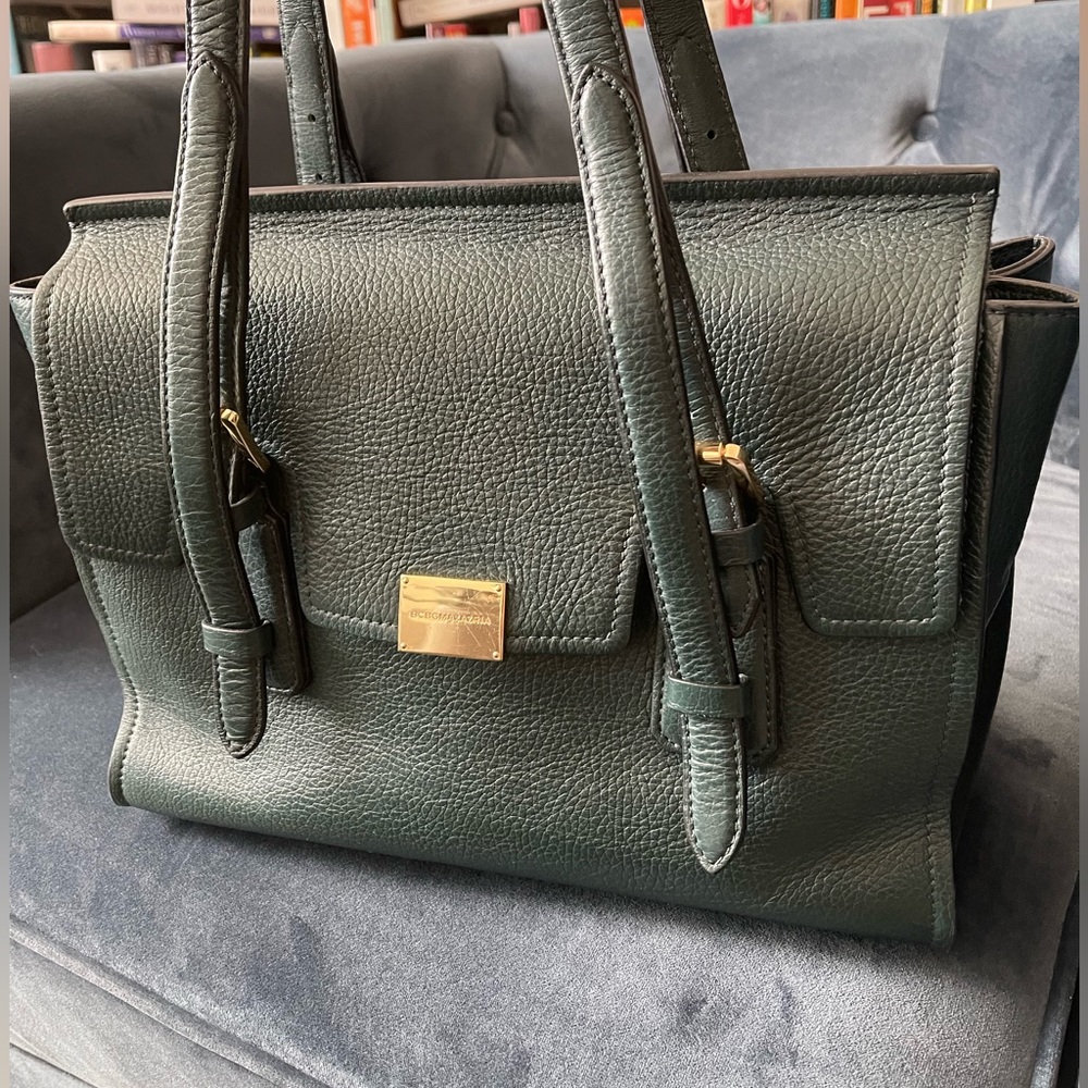 BCBG MaxAzria genuine leather Satchel in Deep Jade